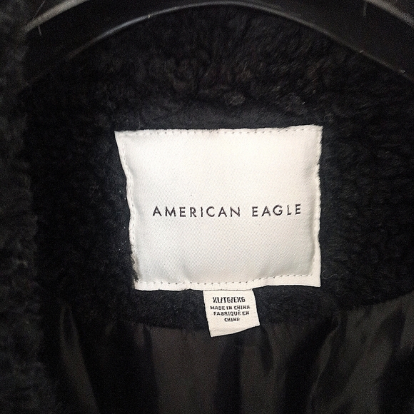 Plus Size Comfy Black American Eagle Faux Fur Coat - Picture 4 of 4